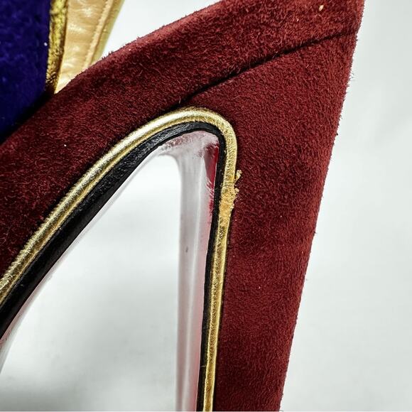 Christian Louboutin Louloudance Suede Colorblock Platform Sandals Heels Size 37 - Picture 9 of 12